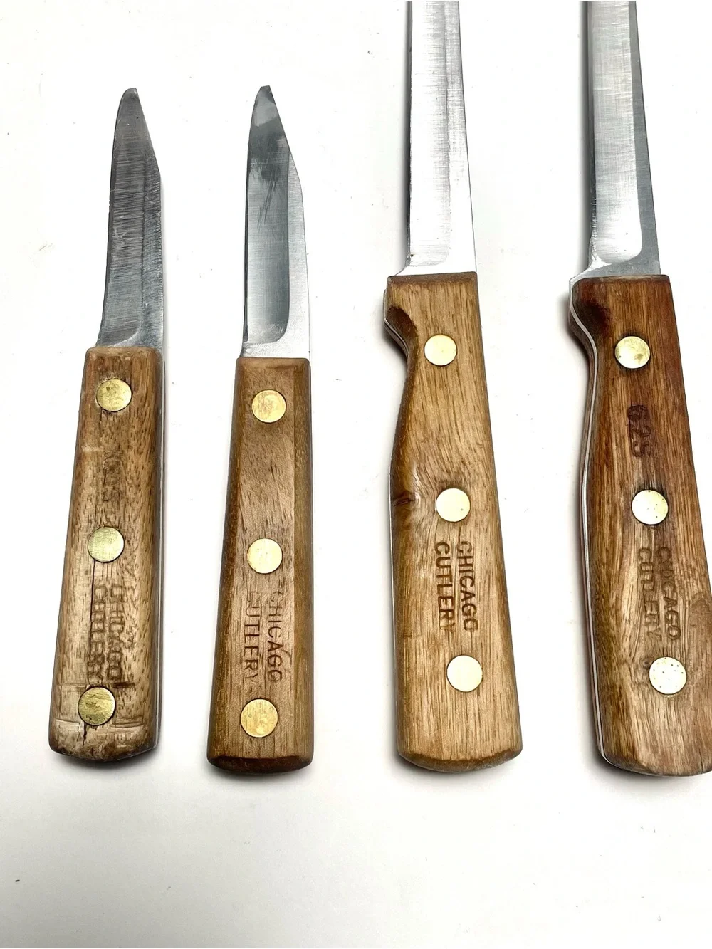 Vintage Chicago Cutlery 10 Piece Kitchen Knife, Fork & Block Set Walnut USA